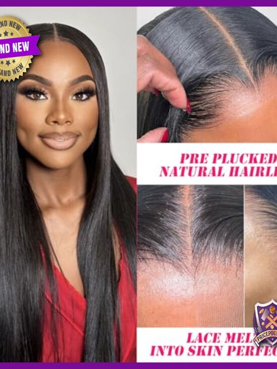 30 Inch Straight Human Hair Lace Front Wig Glueless Pre Plucked main image 4